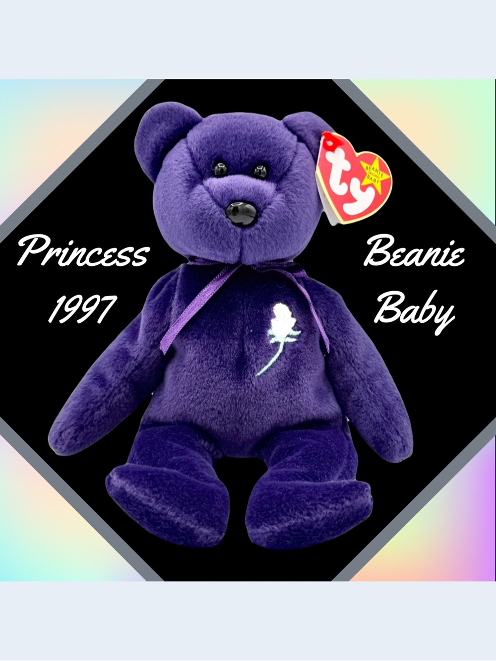 Ty Princess Diana Royal Purple Bear Beanie Baby 1997